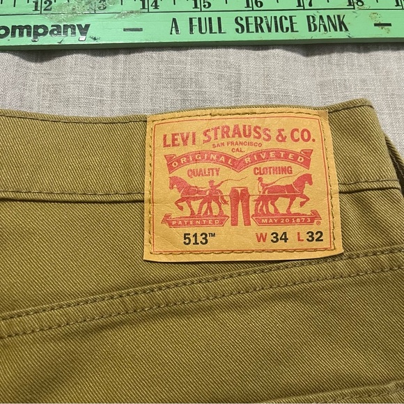 Levi's 513 Tan Bootcut Straight Leg Jeans Classic Style Never Worn Size 34 Mens - Picture 6 of 7
